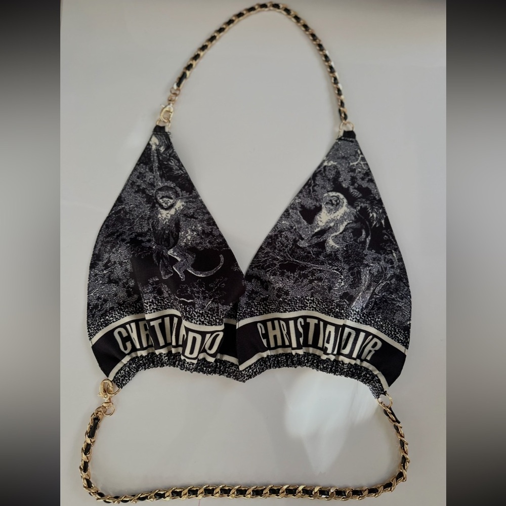 One of a kind Christian Dior Black and White Bikini Top